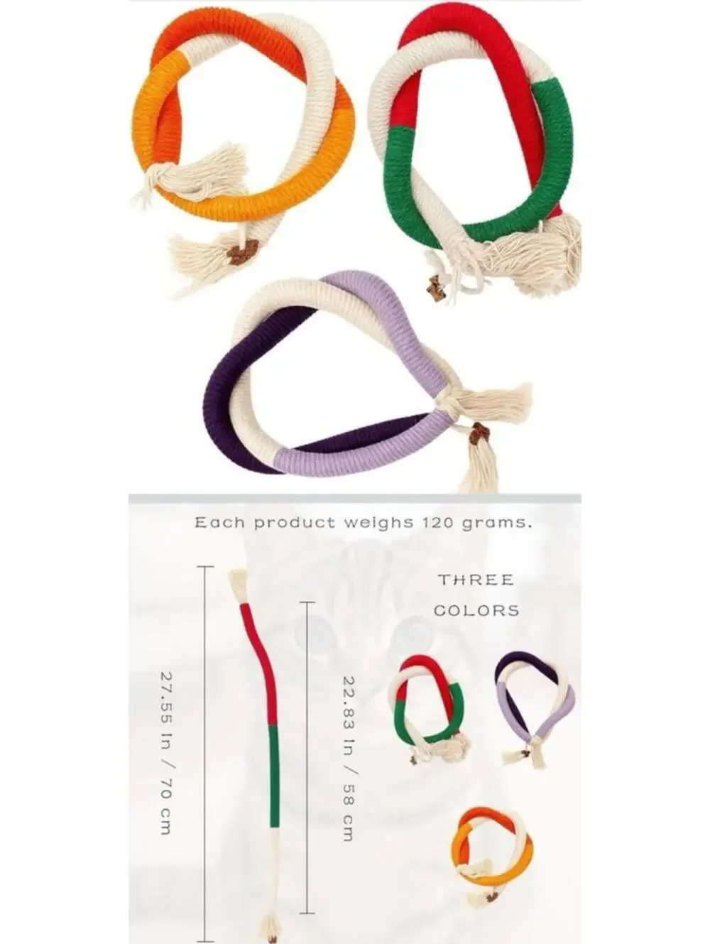 3 Piece Cat Rope Toys Set Natural Gallnut Scent Interactive Play for Cats Kitten